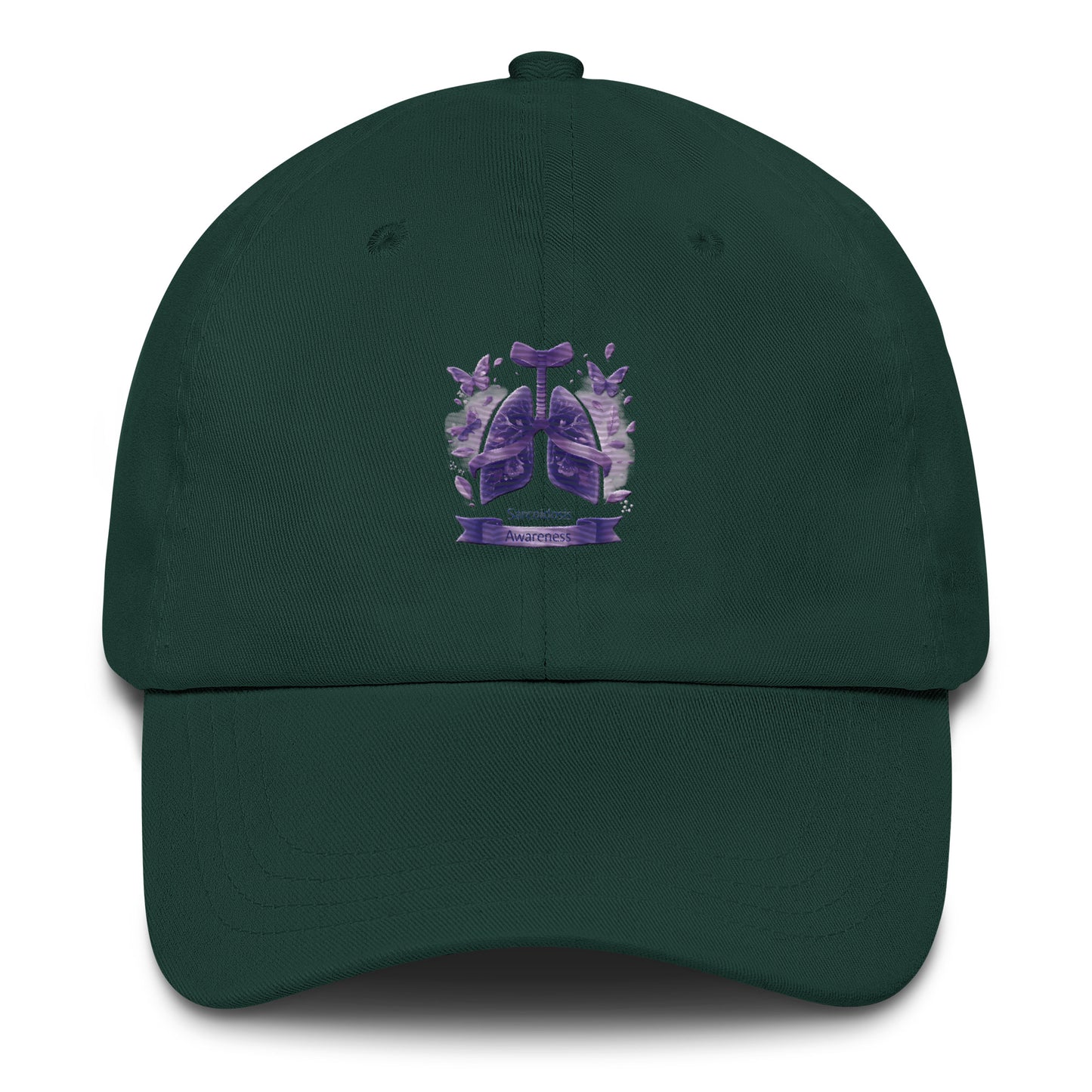 I Sport Purple For Sarcoidosis Awareness Butterflies Space Dad Cap